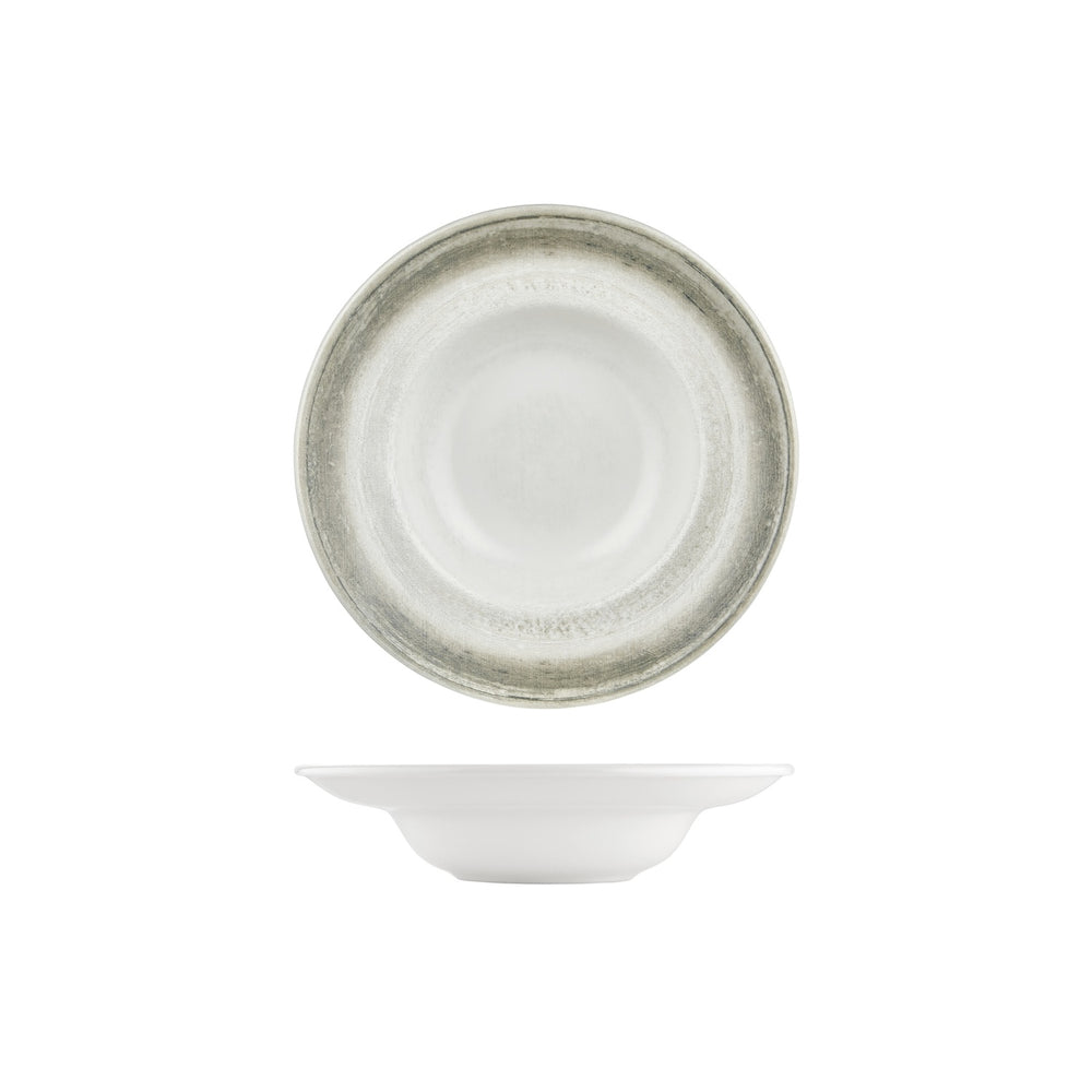 Ephyra dia.9.75" h:0" 14 oz. Round Gray Vitrified Deep Plate