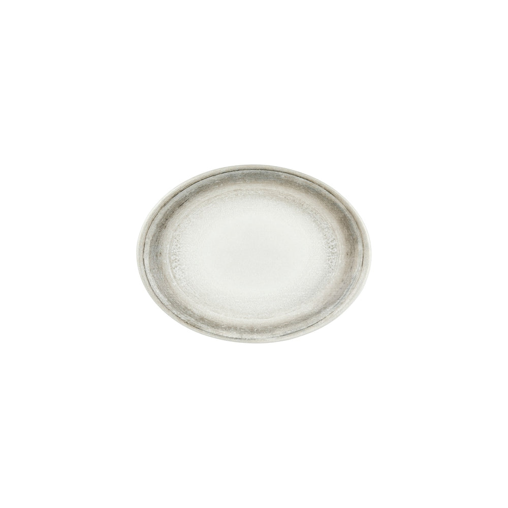 Ephyra 9.75" x 7.5" x h:0" Oval Gray Vitrified Plate
