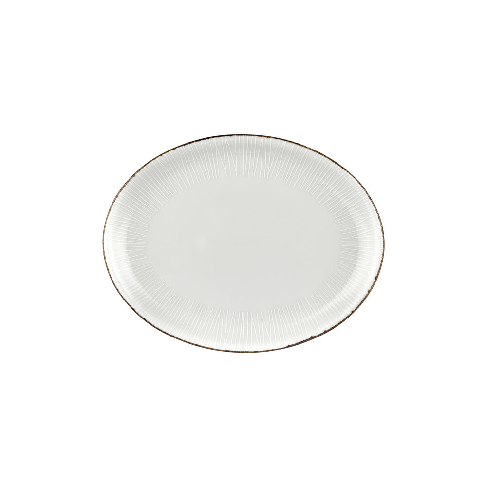Grace 12.25" x 9.5" x h:1" Oval Brown Vitrified Platter
