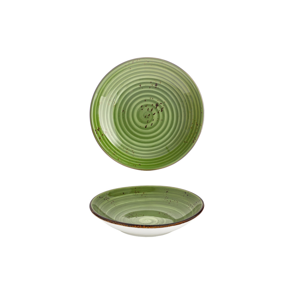 Breeze dia.8.25" h:1.25" 27 oz. Round Green Vitrified Deep Plate