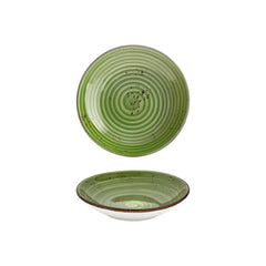 Breeze dia.9" h:1.75" 34 oz. Round Green Vitrified Deep Plate