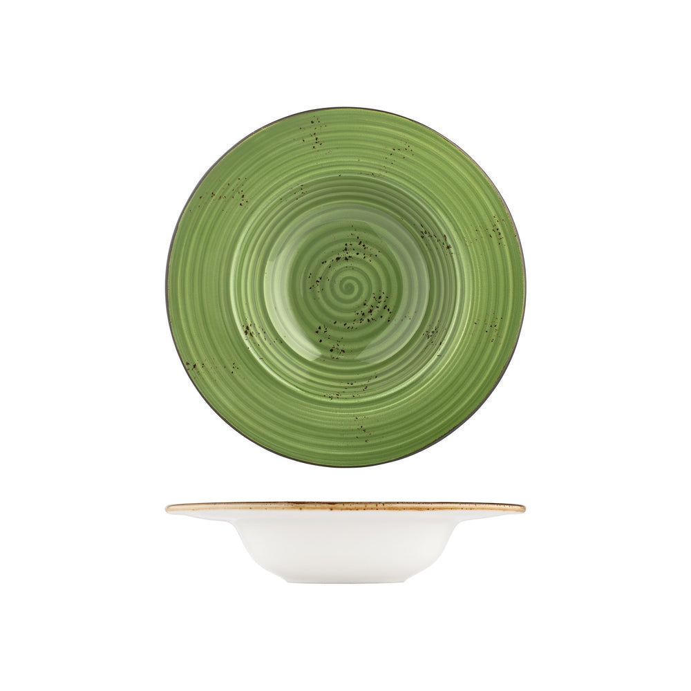 Breeze dia.11" h:2.25" 16 oz. Round Green Vitrified Deep Plate
