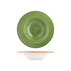 Breeze dia.11" h:2.25" 16 oz. Round Green Vitrified Deep Plate