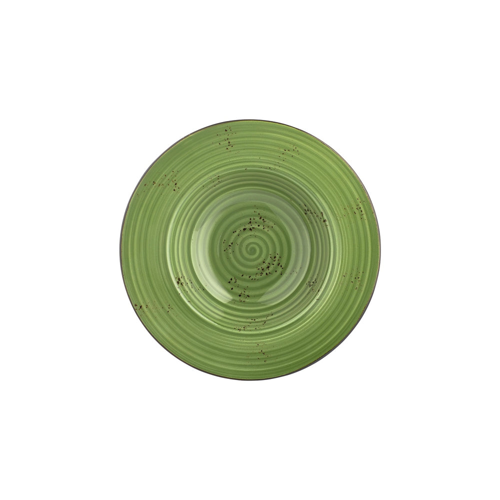 Breeze dia.11" h:2.25" 16 oz. Round Green Vitrified Deep Plate