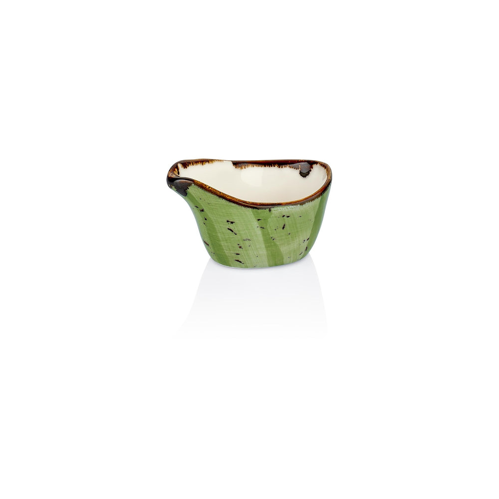 Breeze 3.25" x 2" x h:0" 2 oz. Oval Green Vitrified Creamer