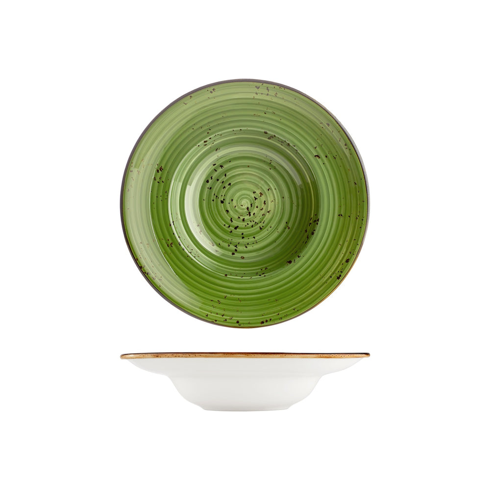 Breeze dia.10.75" h:2.5" 17 oz. Round Green Vitrified Deep Plate