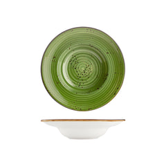 Breeze dia.10.75" h:2.5" 17 oz. Round Green Vitrified Deep Plate