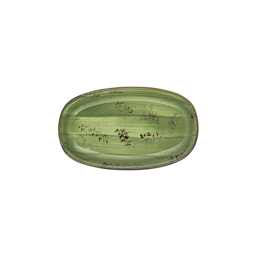 Breeze 11.5" x 7" x h:1.25" Oval Green Vitrified Platter