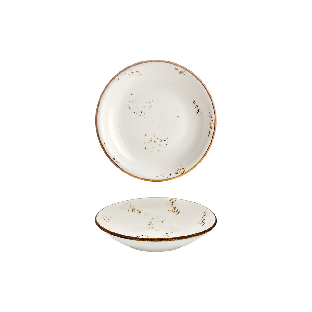 Harmony Elegance dia.8.25" h:1.25" 27 oz. Round Brown Vitrified Deep Plate