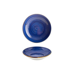 Enigma dia.8.25" h:1.25" 27 oz. Round Blue Vitrified Deep Plate