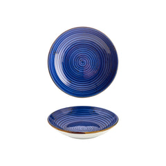 Enigma dia.9" h:1.75" 34 oz. Round Blue Vitrified Deep Plate