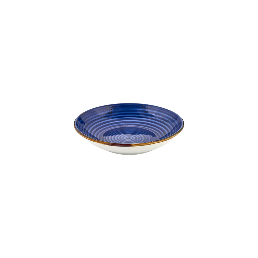 Enigma dia.9" h:1.75" 34 oz. Round Blue Vitrified Deep Plate