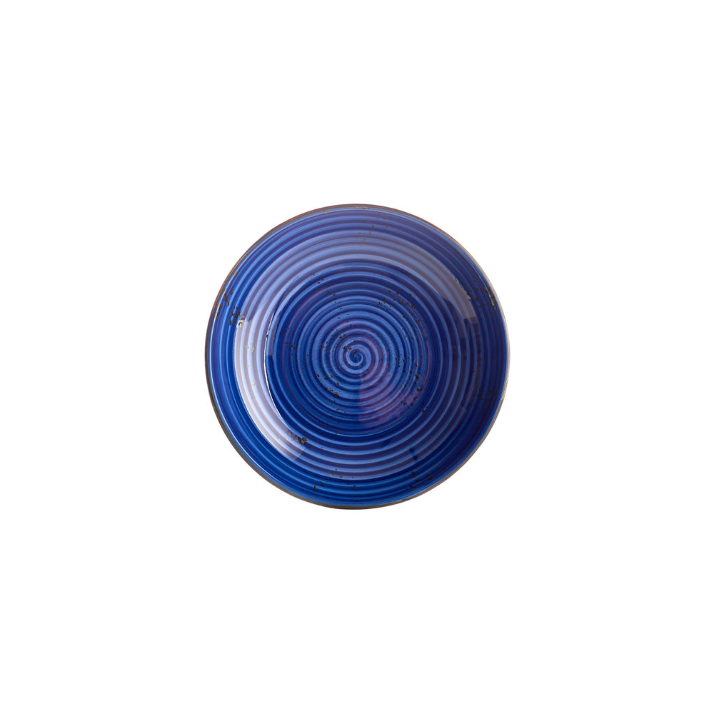 Enigma dia.9" h:1.75" 34 oz. Round Blue Vitrified Deep Plate