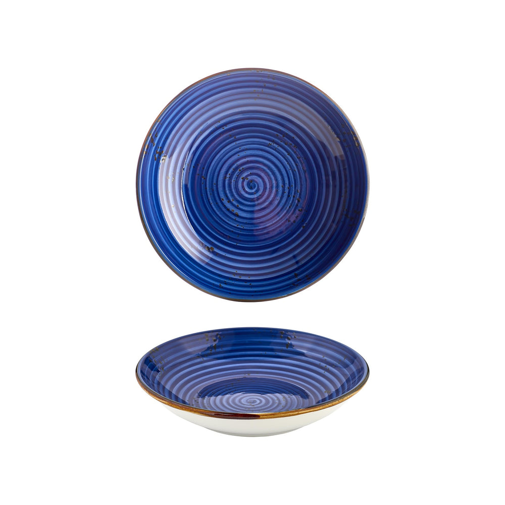 Enigma dia.9.75" h:2" 44 oz. Round Blue Vitrified Deep Plate