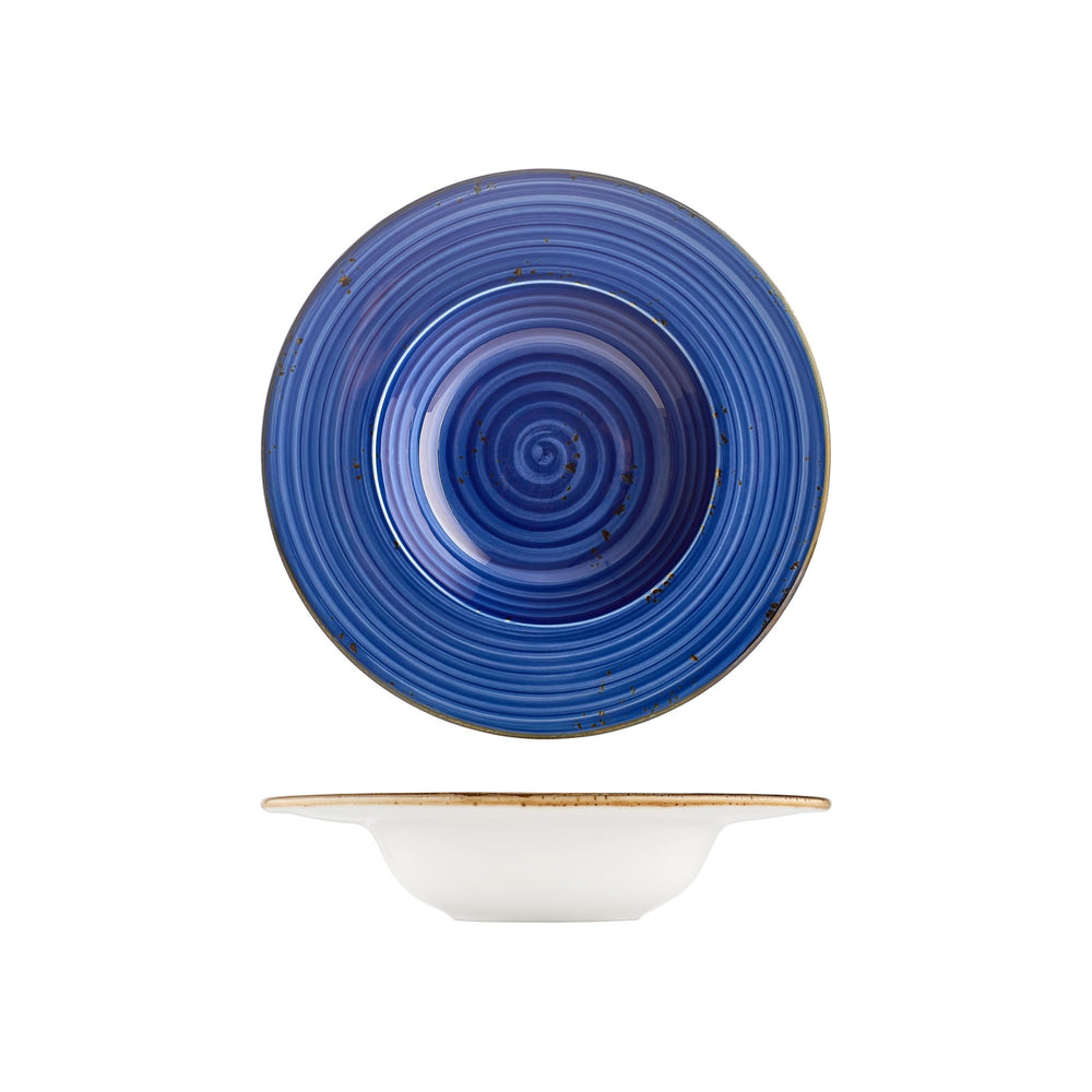 Enigma dia.11" h:2.25" 16 oz. Round Blue Vitrified Deep Plate