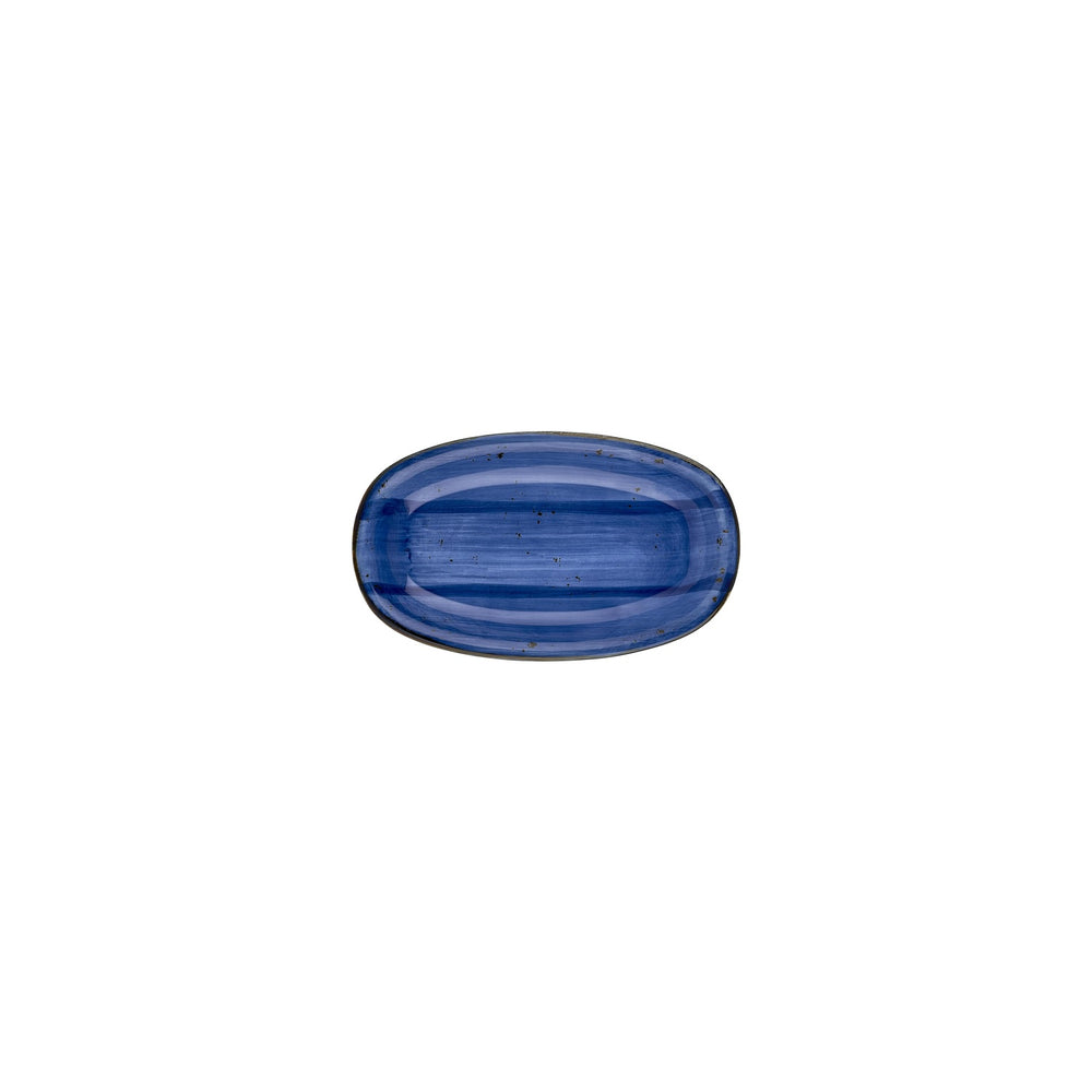 Enigma 7.5" x 4.25" x h:1" Oval Blue Vitrified Platter