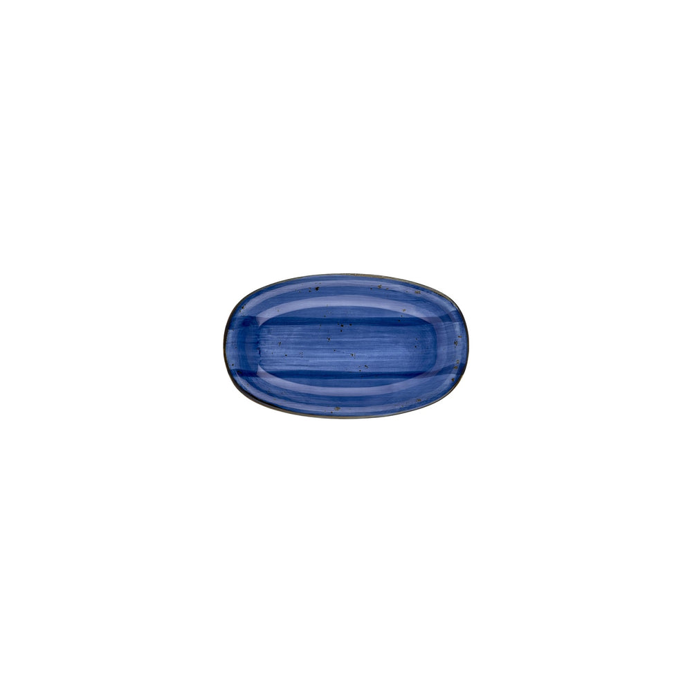 Enigma 7.5" x 4.25" x h:1" Oval Blue Vitrified Platter