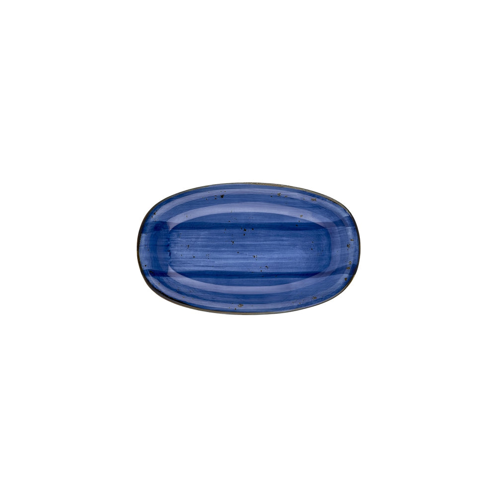 Enigma 9.5" x 5.75" x h:1" Oval Blue Vitrified Platter