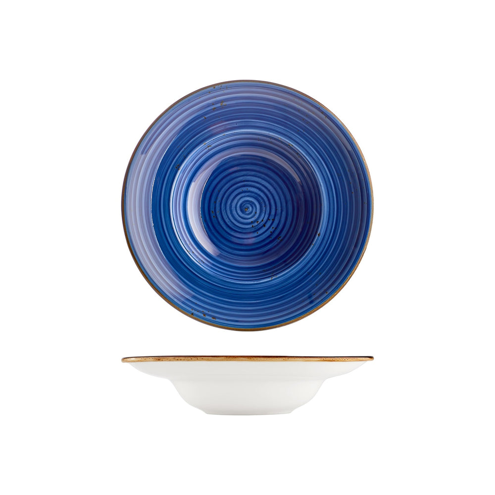 Enigma dia.10.75" h:2.5" 17 oz. Round Blue Vitrified Deep Plate