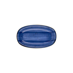 Enigma 11.5" x 7" x h:1.25" Oval Blue Vitrified Platter