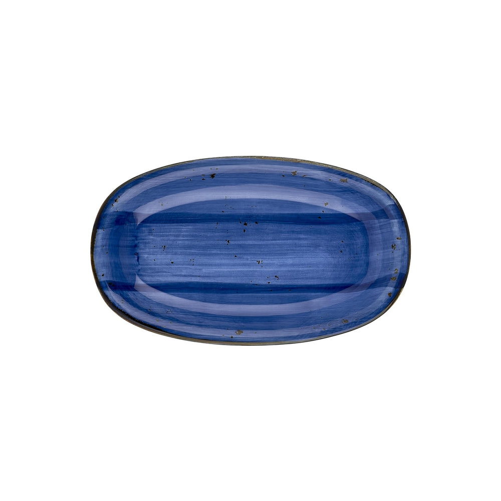 Enigma 13.5" x 8" x h:1.5" Oval Blue Vitrified Platter