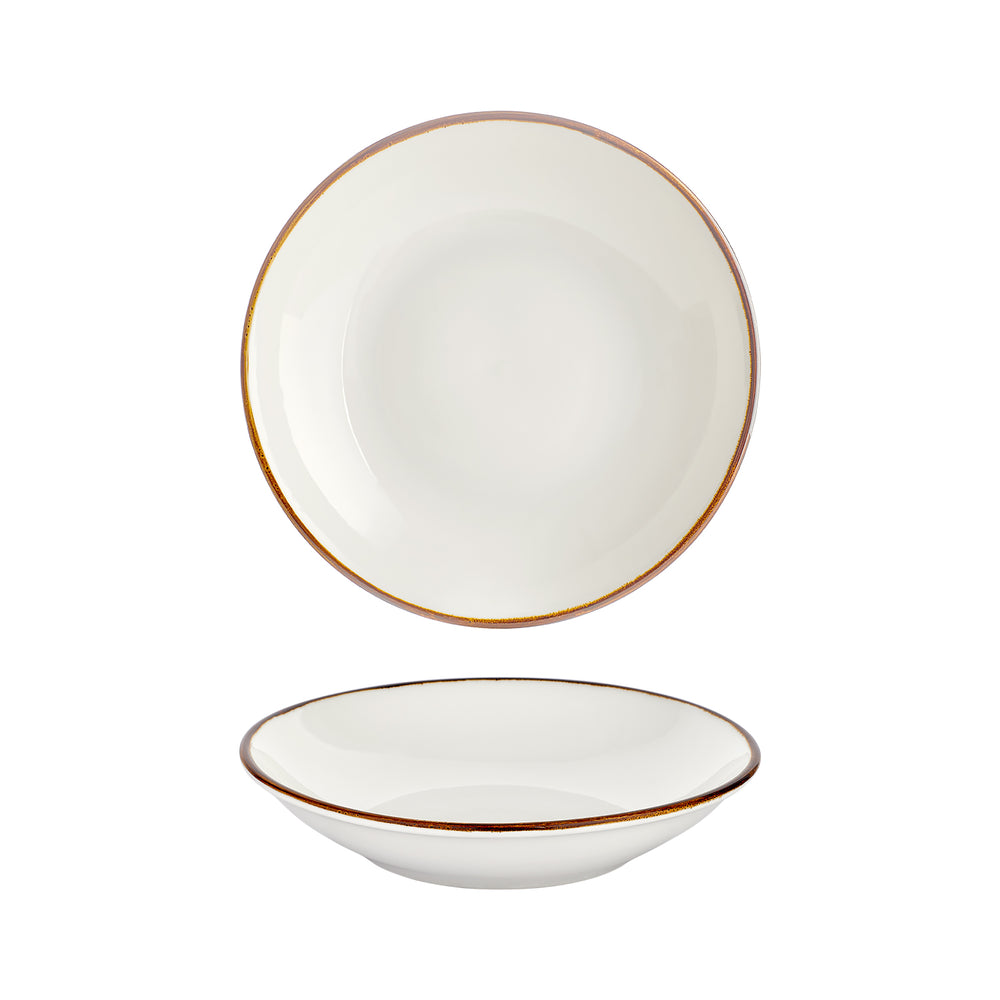 Gleam dia.11" h:0" 57 oz. Round Brown Vitrified Deep Plate
