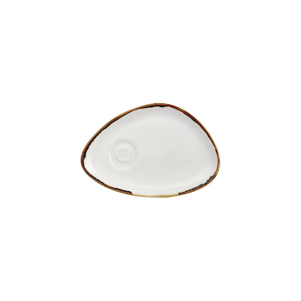 Gleam 9.75" x 6.75" x h:0" Organic Brown Vitrified Saucer