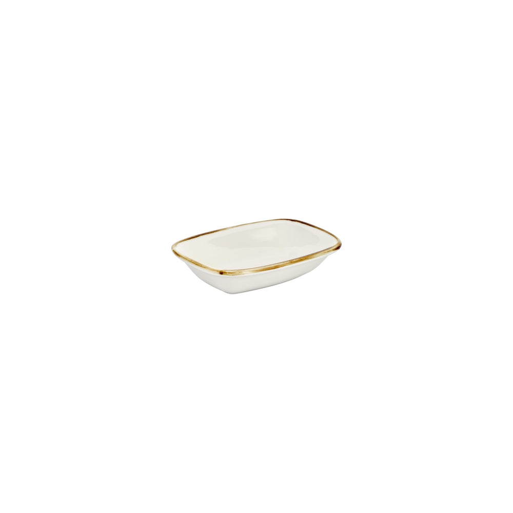 Gleam 5.5" x 4" x h:0" Rectangular Brown Vitrified Deep Plate
