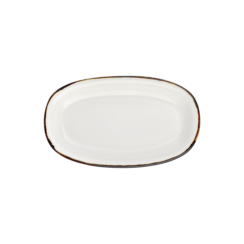 Gleam 13.5" x 8" x h:0" Oval Brown Vitrified Platter