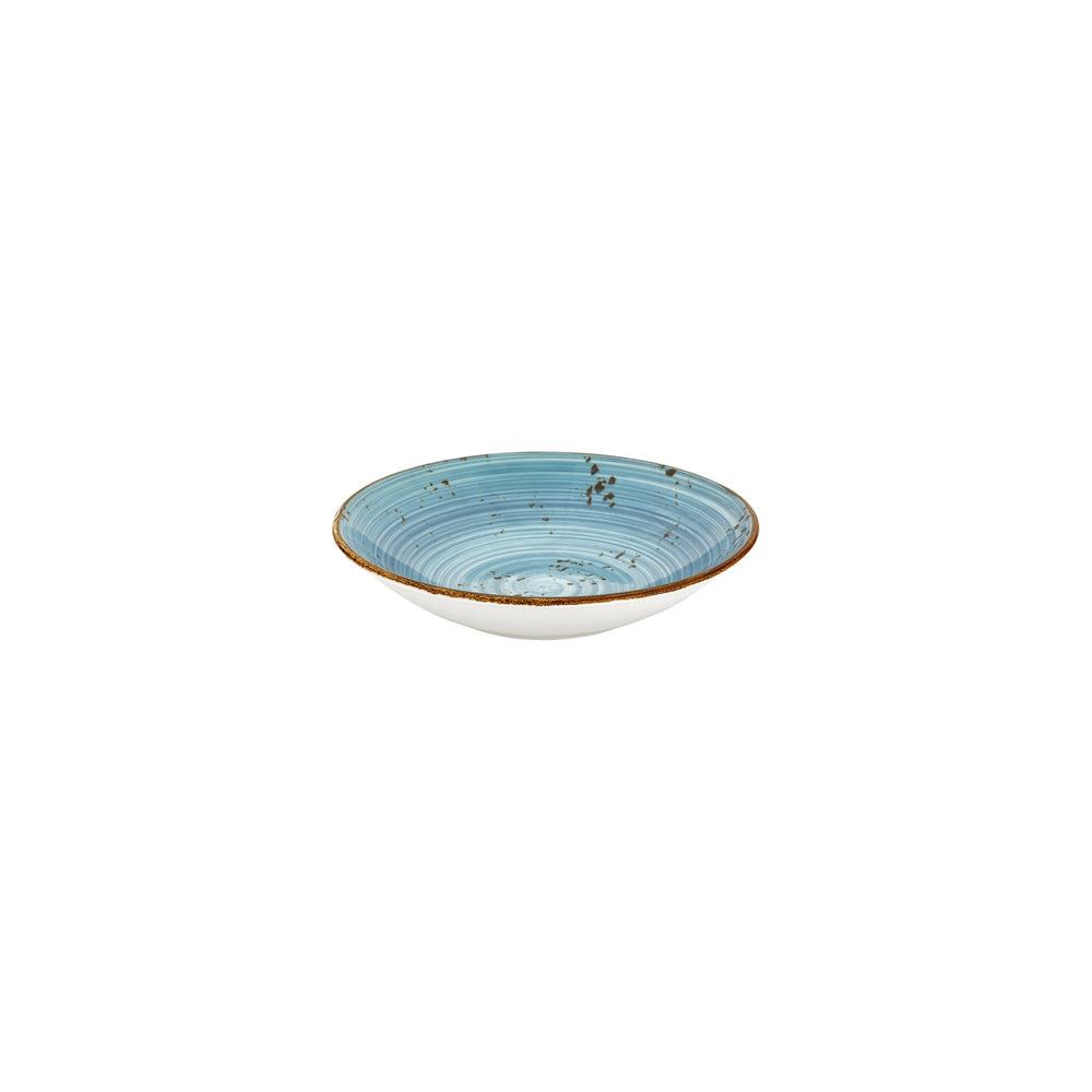 Infinity dia.8.25" h:1.25" 27 oz. Round Turquoise Vitrified Deep Plate