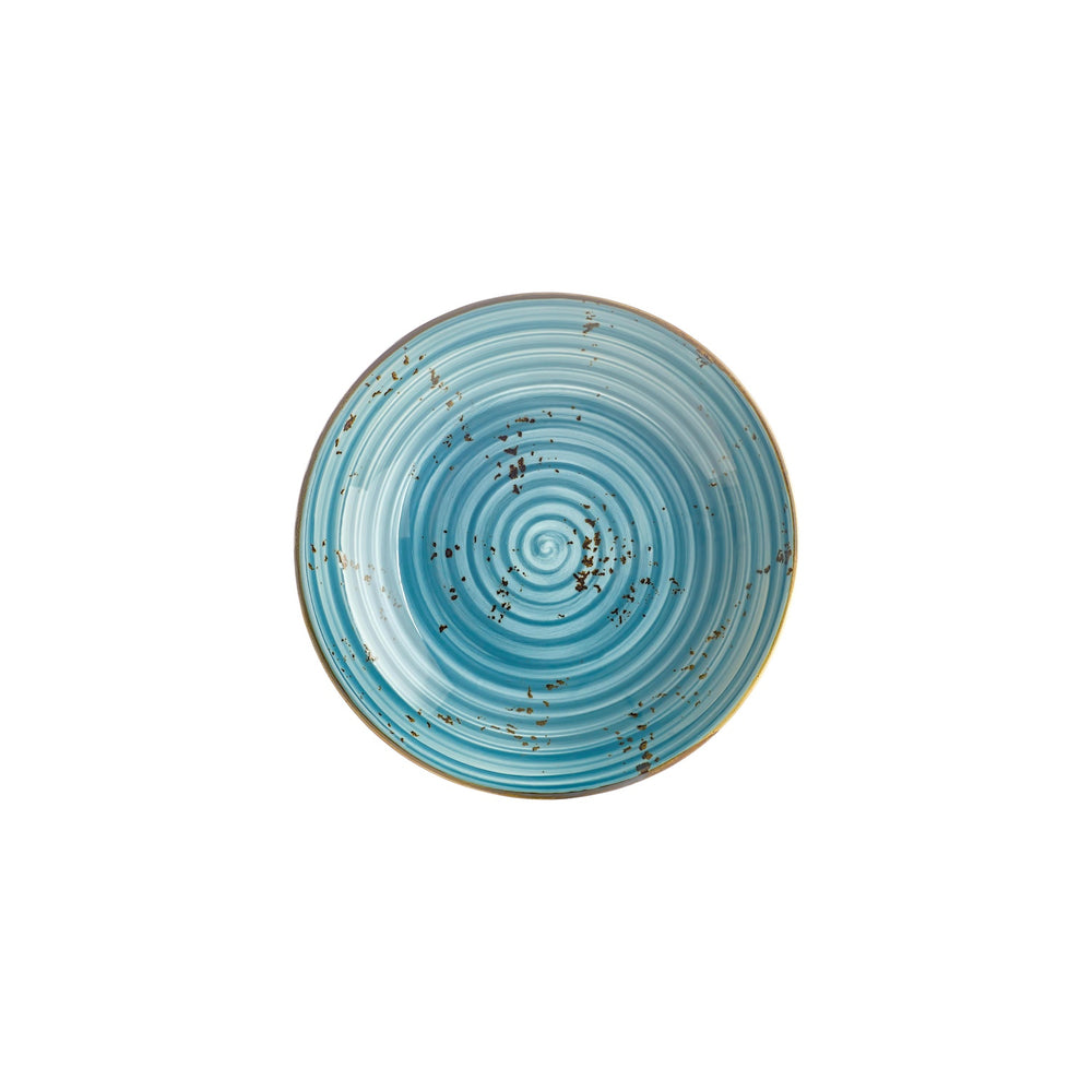 Infinity dia.9.75" h:0" 44 oz. Round Turquoise Vitrified Deep Plate