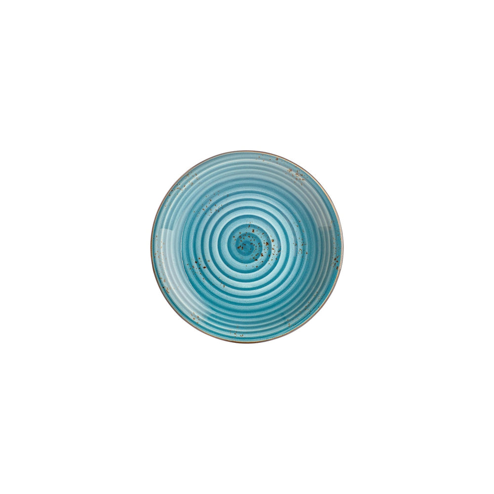 Infinity dia.8.25" h:0" 17 oz. Round Turquoise Vitrified Deep Plate