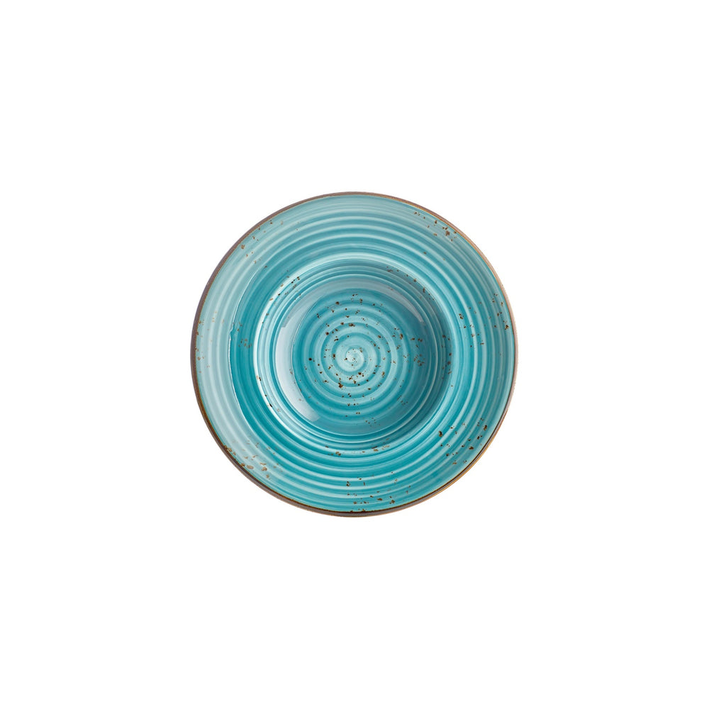 Infinity dia.9.75" h:0" 14 oz. Round Turquoise Vitrified Deep Plate