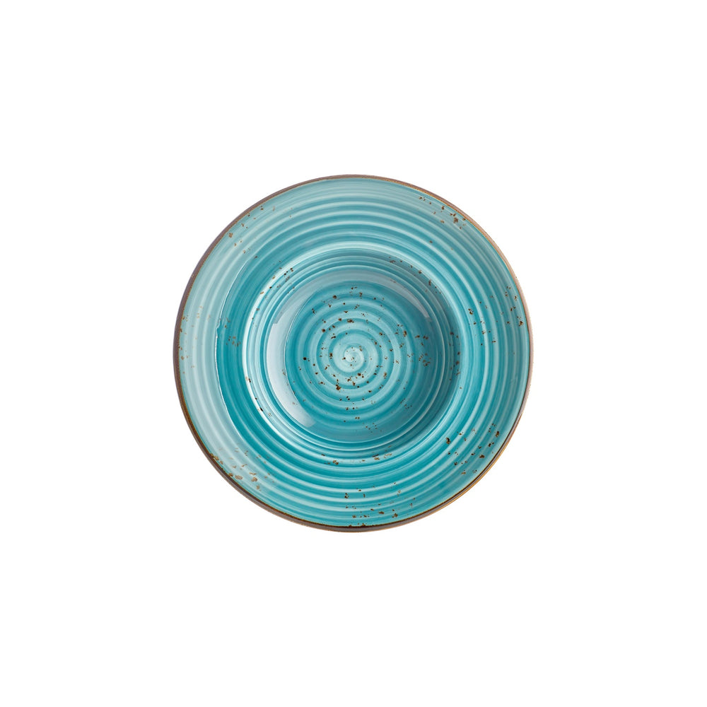 Infinity dia.10.75" h:0" 17 oz. Round Turquoise Vitrified Deep Plate