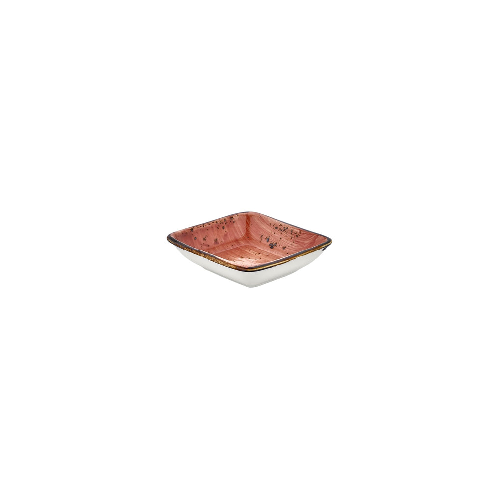 Laterite 4" x 3.5" x h:0.5" 2 oz. Square Orange Vitrified Bowl