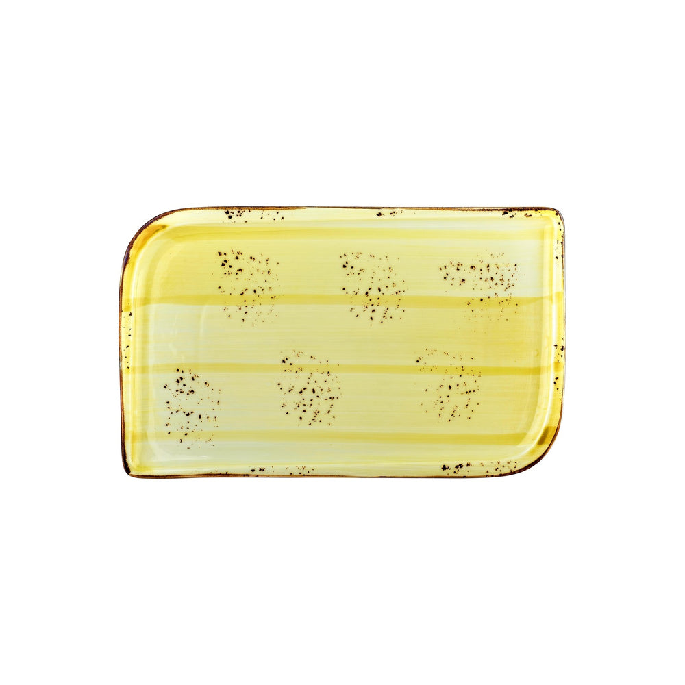 Sun 13.75" x 6.25" x h:0" Rectangular Yellow Vitrified Platter