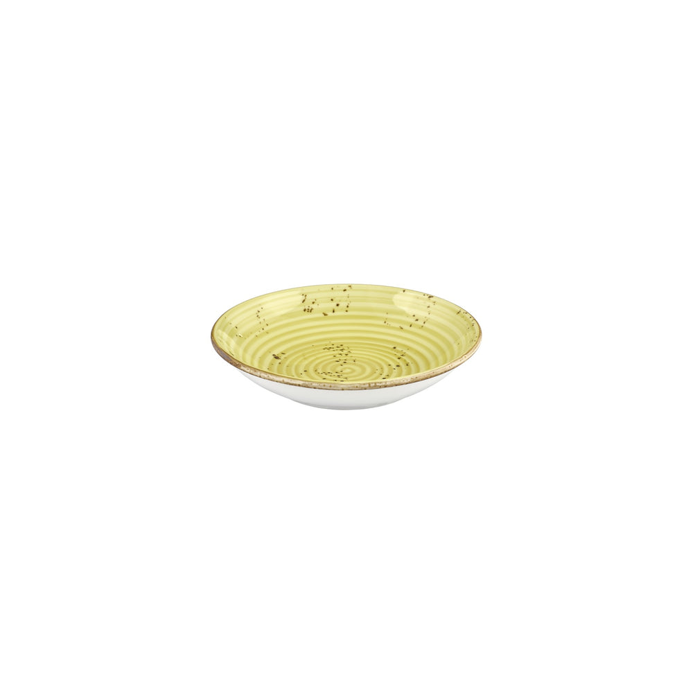 Sun dia.8.25" h:1.25" 27 oz. Round Yellow Vitrified Deep Plate