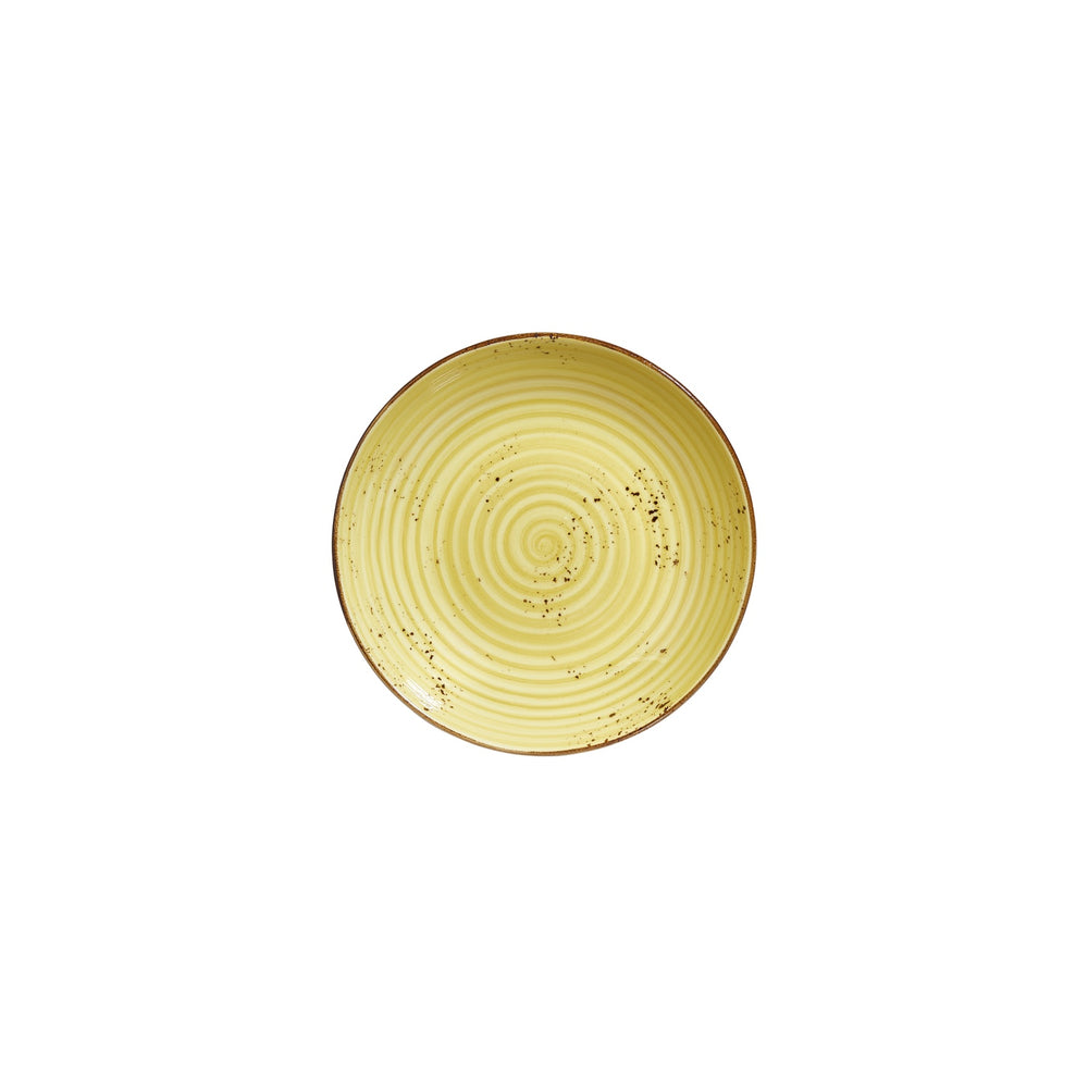 Sun dia.8.25" h:1.25" 27 oz. Round Yellow Vitrified Deep Plate