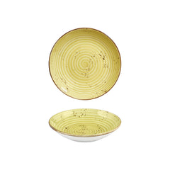 Sun dia.9" h:1.75" 34 oz. Round Yellow Vitrified Deep Plate