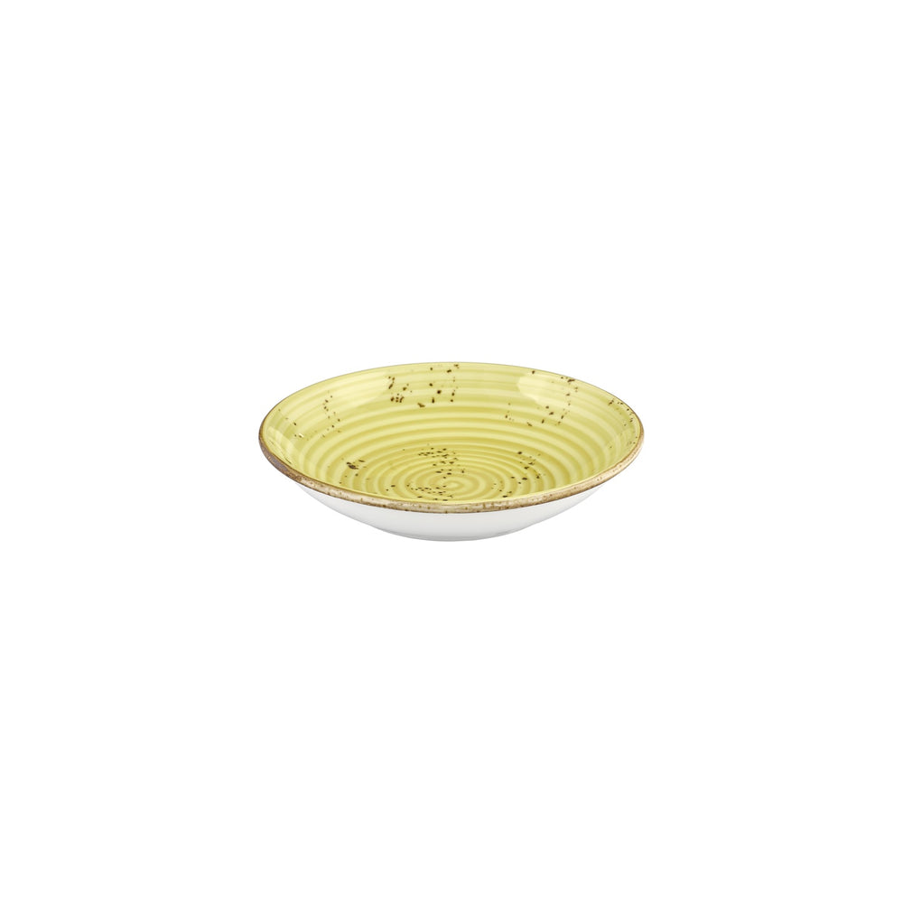 Sun dia.9" h:1.75" 34 oz. Round Yellow Vitrified Deep Plate