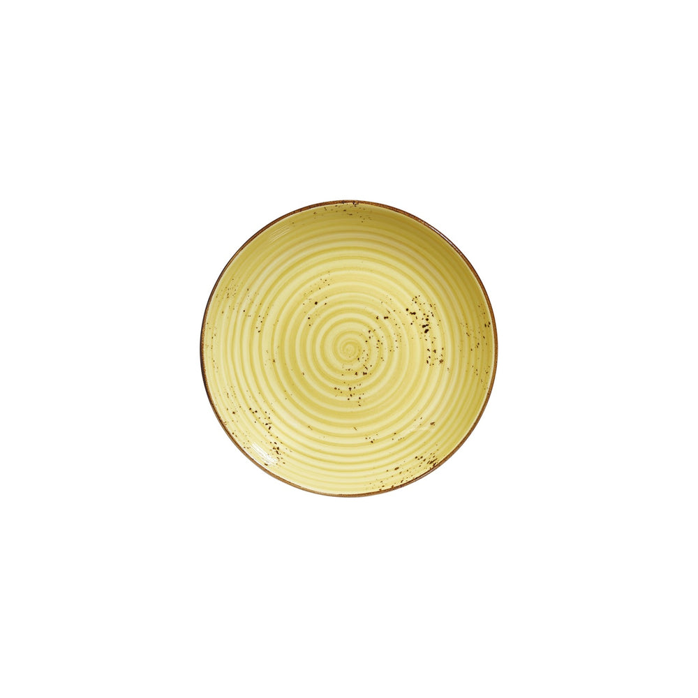 Sun dia.9" h:1.75" 34 oz. Round Yellow Vitrified Deep Plate
