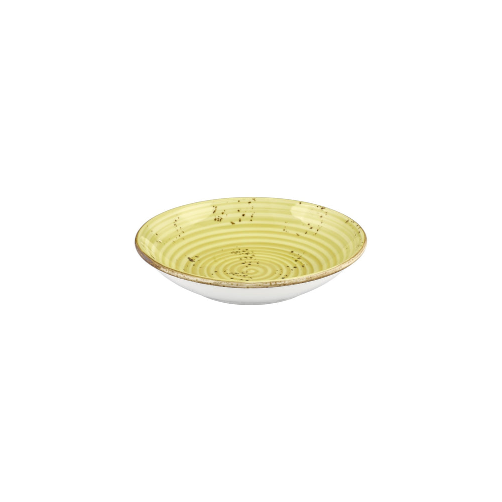 Sun dia.9.75" h:2" 44 oz. Round Yellow Vitrified Deep Plate