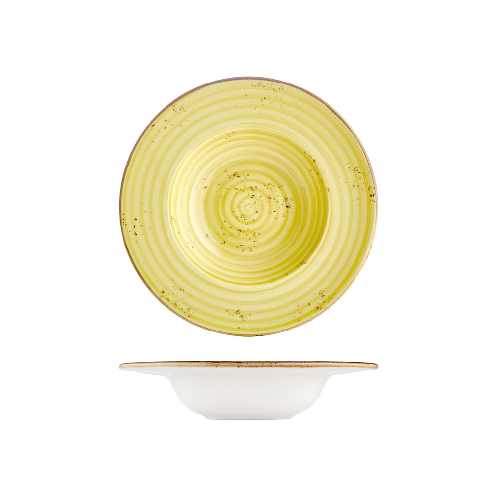 Sun dia.11" h:2.25" 16 oz. Round Yellow Vitrified Deep Plate