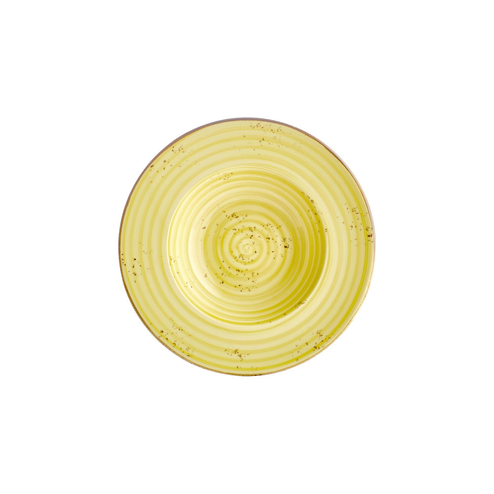 Sun dia.11" h:2.25" 16 oz. Round Yellow Vitrified Deep Plate