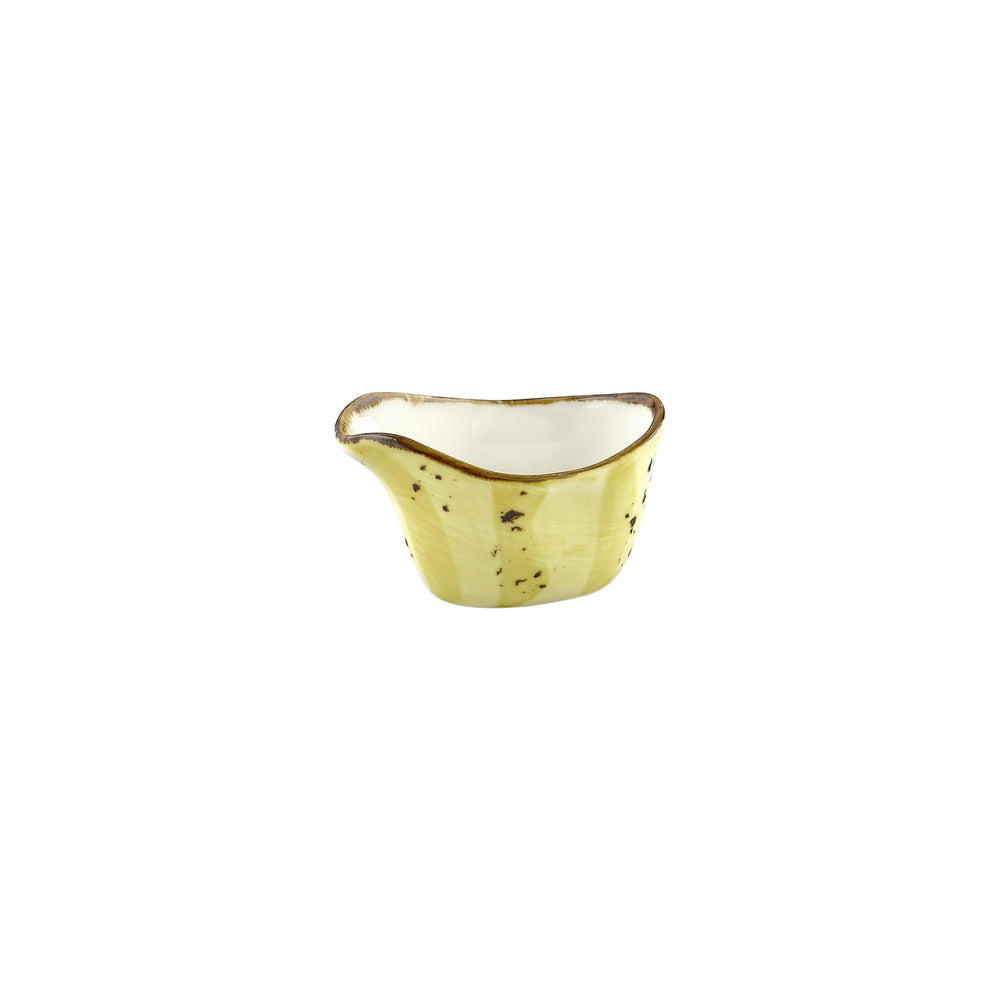 Sun 3.25" x 2" x h:0" 2 oz. Oval Yellow Vitrified Creamer