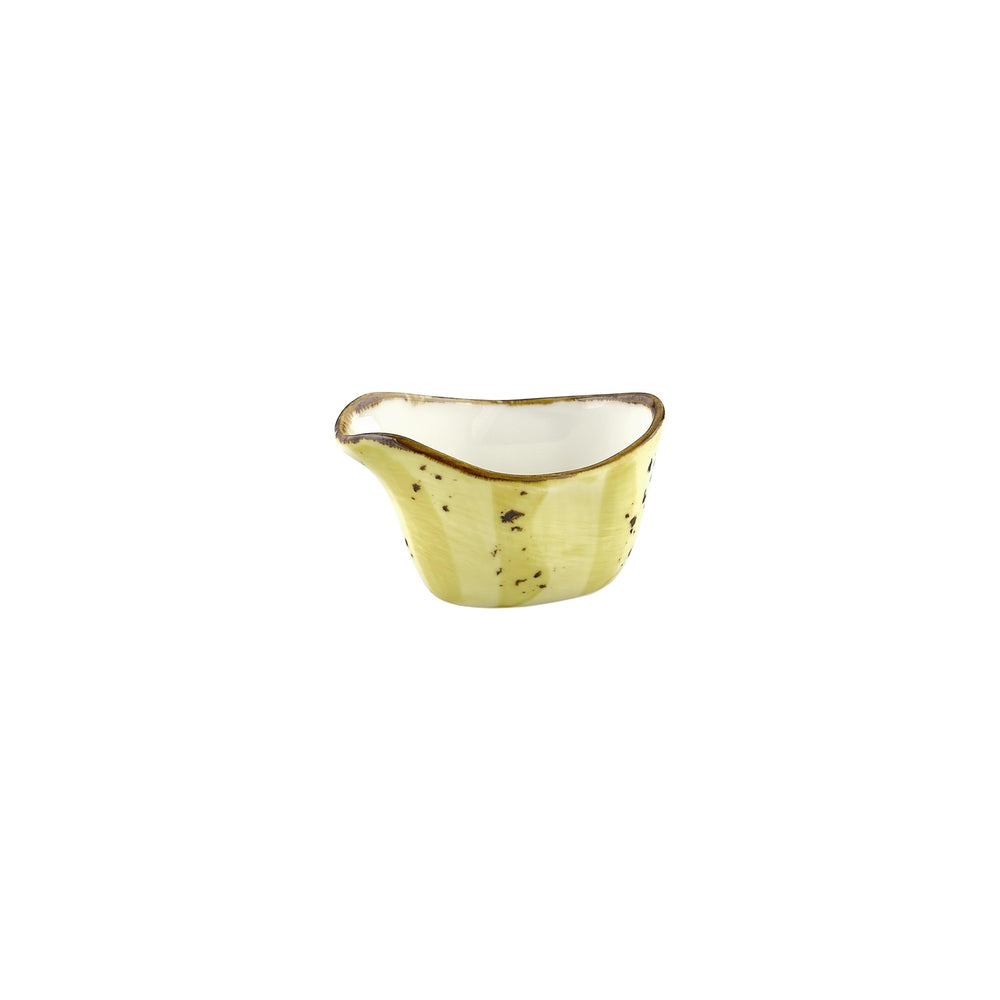 Sun 3.25" x 2" x h:0" 2 oz. Oval Yellow Vitrified Creamer