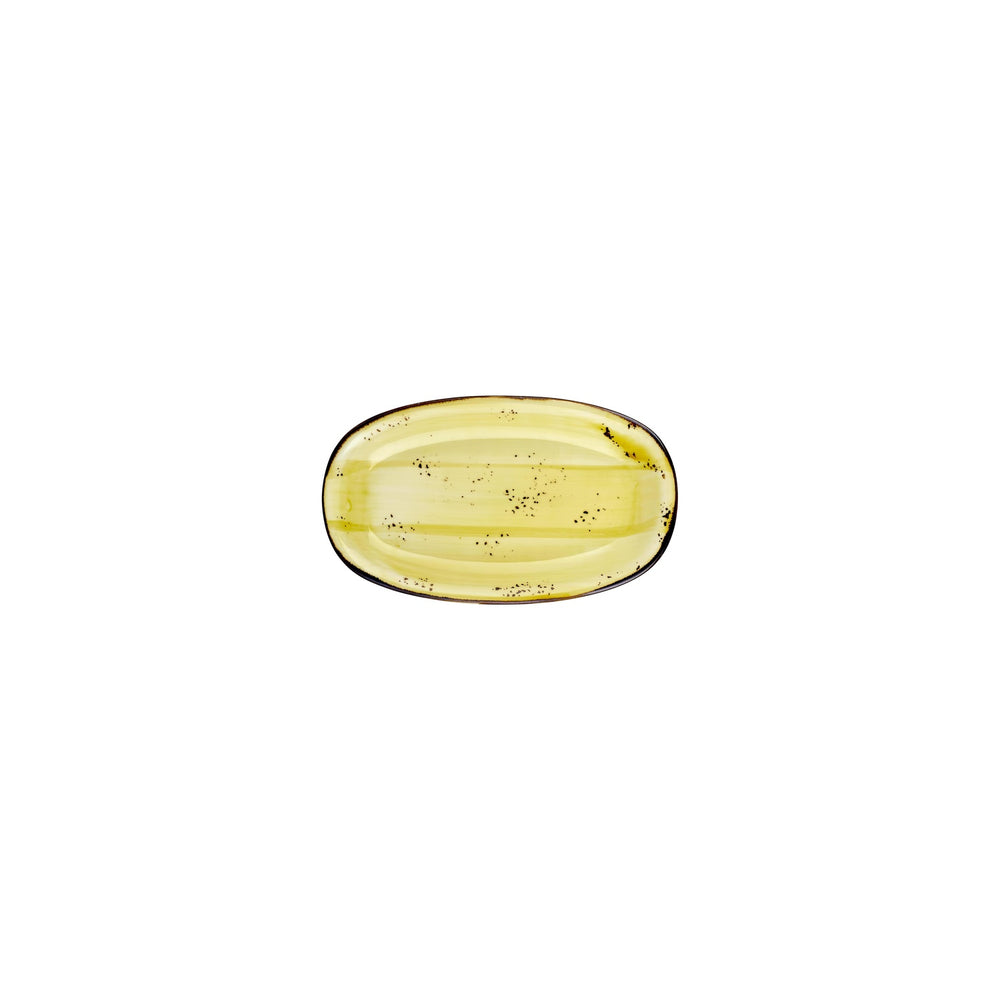 Sun 7.5" x 4.25" x h:1" Oval Yellow Vitrified Platter