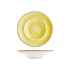 Sun dia.10.75" h:2.5" 17 oz. Round Yellow Vitrified Deep Plate