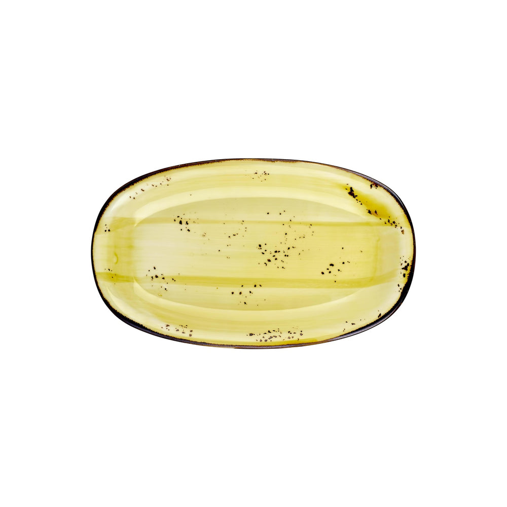 Sun 13.5" x 8" x h:1.5" Oval Yellow Vitrified Platter