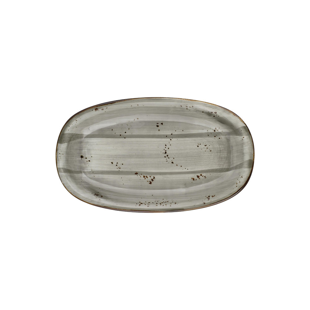 Supreme 13.5" x 8" x h:0" Oval Gray Vitrified Platter
